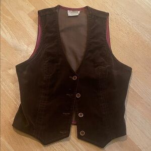 Brown Button-Up Velour Vest